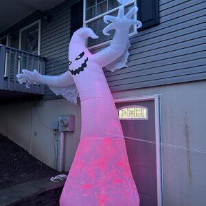 12FT Ghost with Flame Halloween Blow Up Inflatable Decoration with LED Light